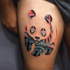 Negative Space Panda Tattoo